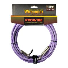 Cabo para Instrumento Wireconex Pro Wire WCIC-WP-S Cachimbo x P10 Tweed Branco e Roxo - 15 ft / 4,57 m
