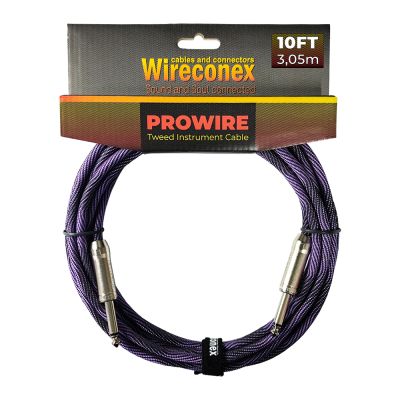 Cabo para Instrumento Wireconex Pro Wire WCI-BP-S P10 x P10 Tweed Preto e Roxo - 10 ft / 3,05 m