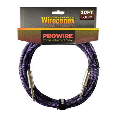 Cabo para Instrumento Wireconex Pro Wire WCI-BP-S P10 x P10 Tweed Preto e Roxo - 20 ft / 6,10  m