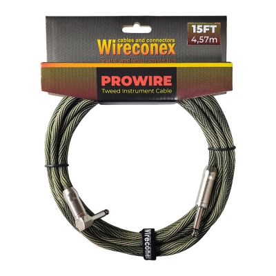 Cabo para Instrumento Wireconex Pro Wire WCIC-GG-S Cachimbo x P10 Tweed Dourado e Verde - 15 ft / 4,57 m