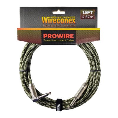 Cabo para Instrumento Wireconex Pro Wire WCIC-GG Cachimbo x P10 Tweed Dourado e Verde - 15 ft / 4,57 m