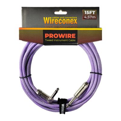 Cabo para Instrumento Wireconex Pro Wire WCIC-WP-S Cachimbo x P10 Tweed Branco e Roxo - 15 ft / 4,57 m
