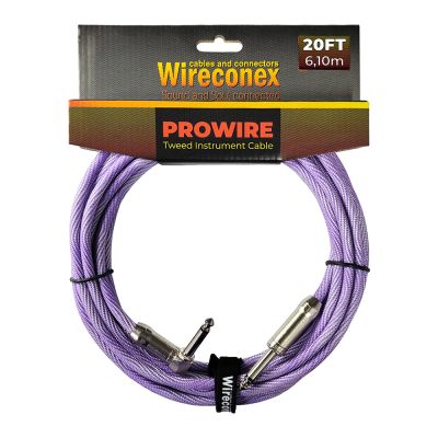 Cabo para Instrumento Wireconex Pro Wire WCIC-WP-S Cachimbo x P10 Tweed Branco e Roxo - 20 ft / 6,10 m